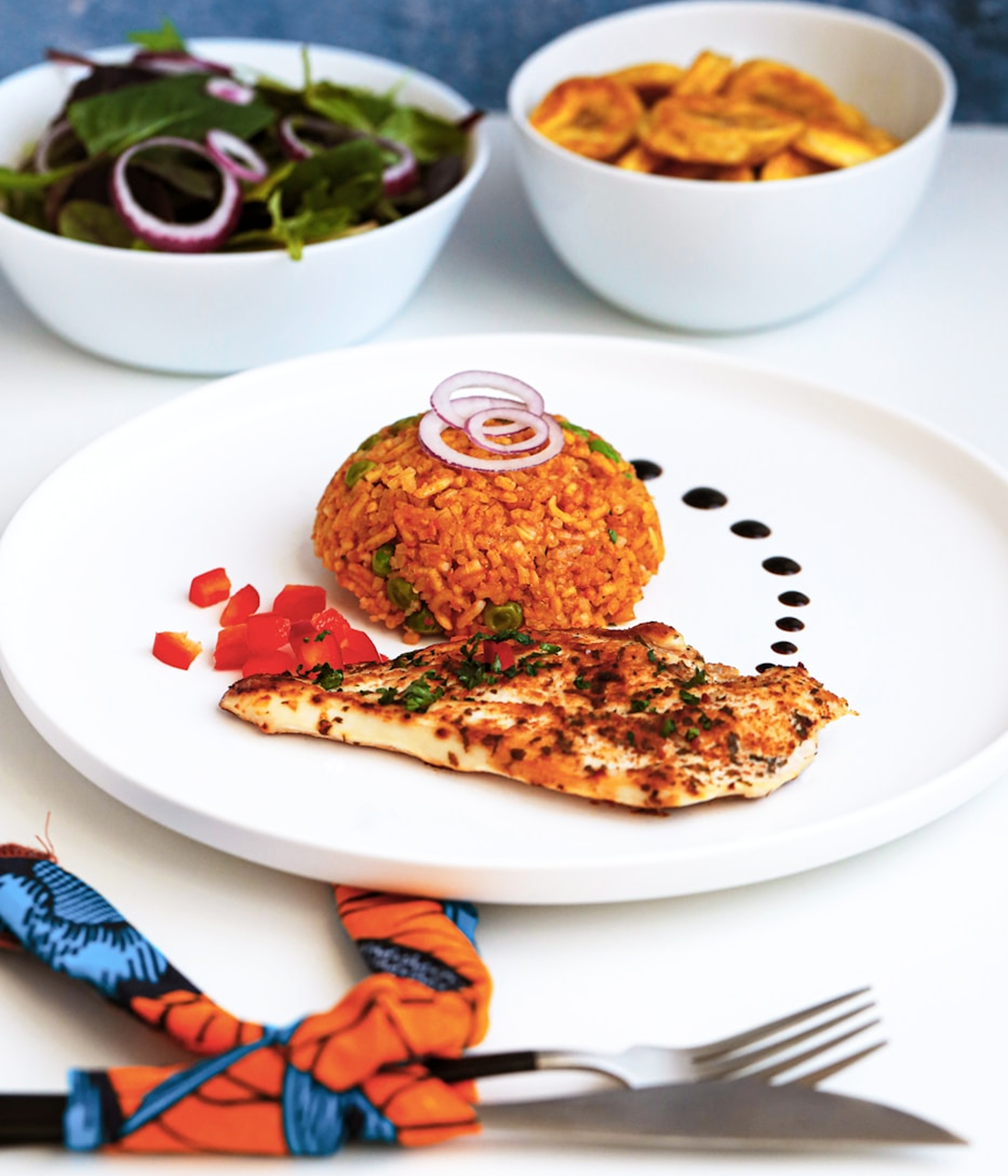 A freshly prepared Nigerian-inspired dish